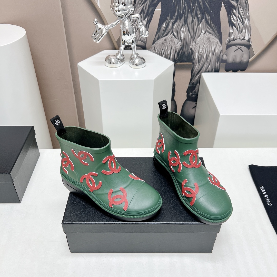 C design  23vs Summer Explosion Rain Boots Series Round Toe Logo Printed Rain Boots