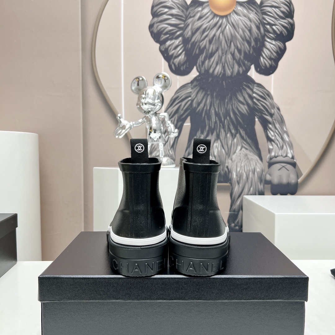 C design  23vs Summer Explosion Rain Boots Series Round Toe Logo Printed Rain Boots