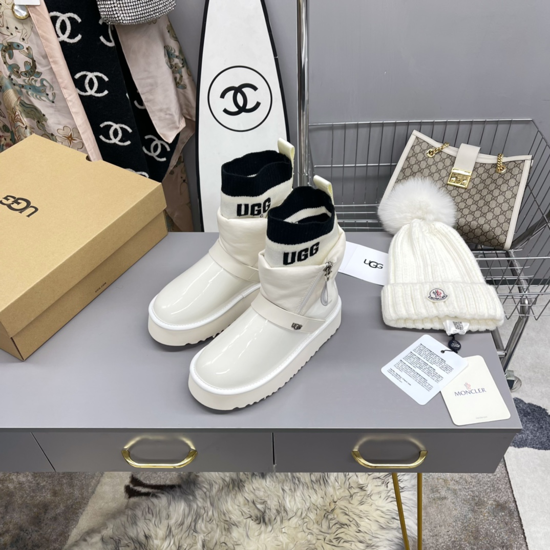 UGG new winter patent leather woolen snow boots