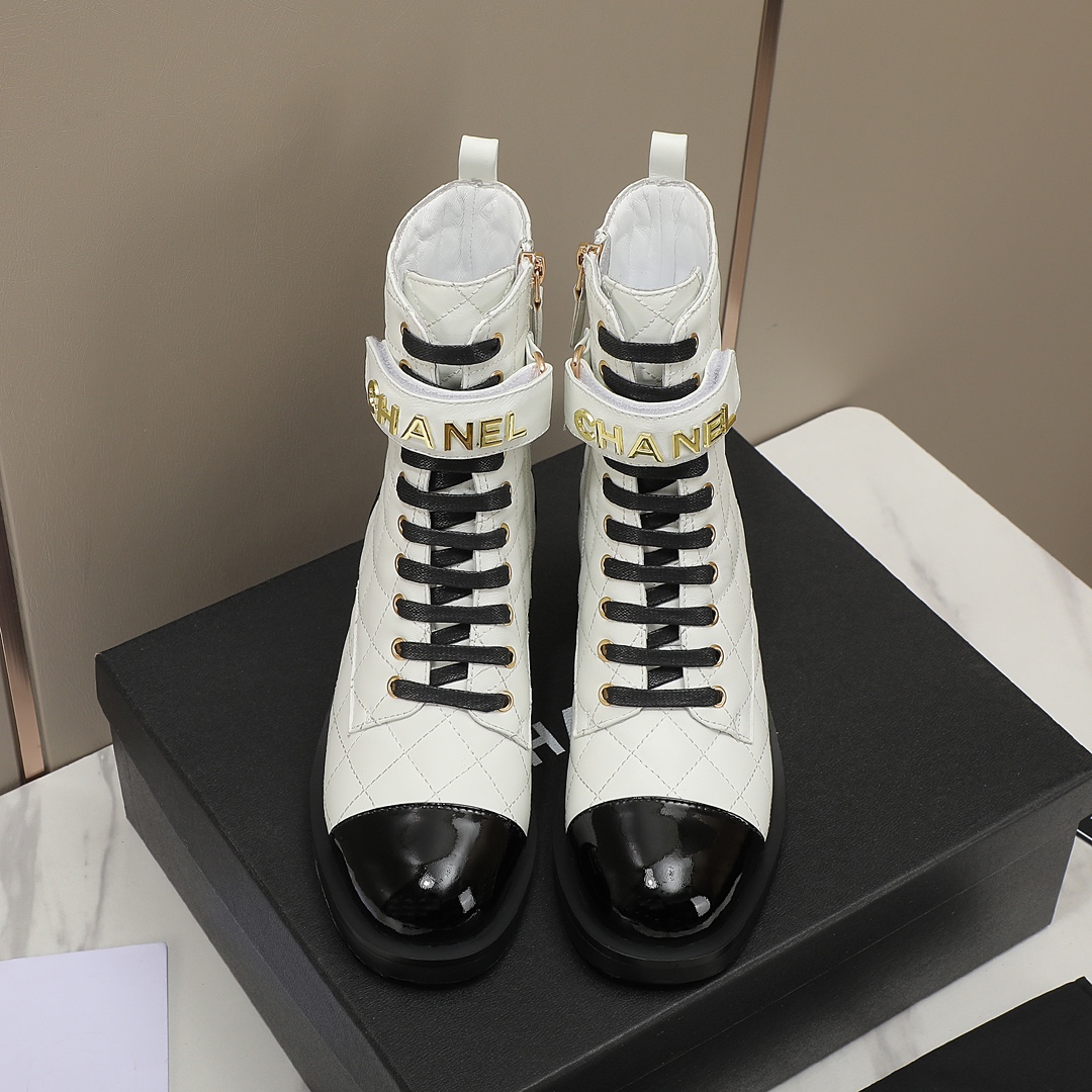 chan&el small fragrance autumn winter cowhide ankle boots Fragrant Grandma leather high quality Martin boots