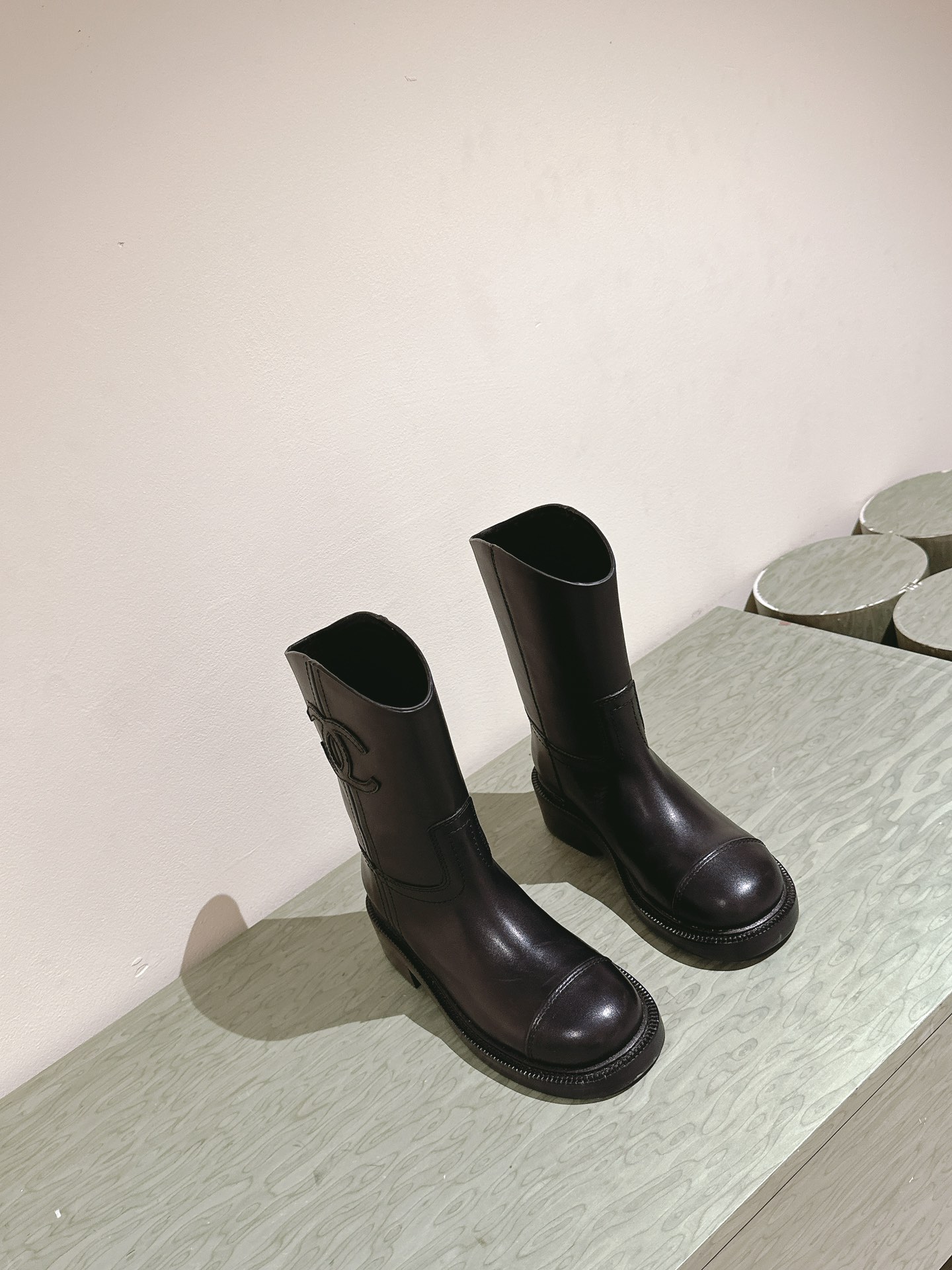 C design  Calfskin Rider Boots for Women