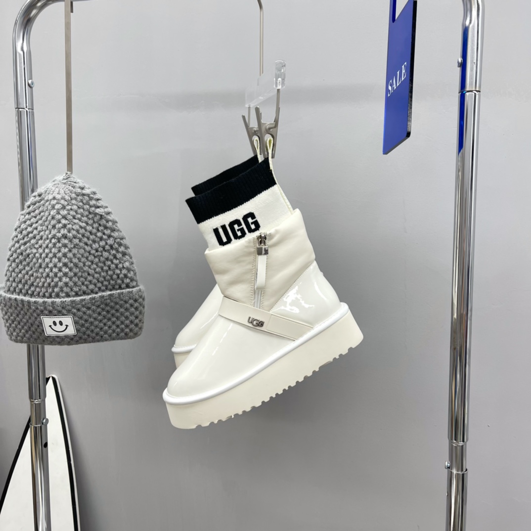 UGG new winter patent leather woolen snow boots