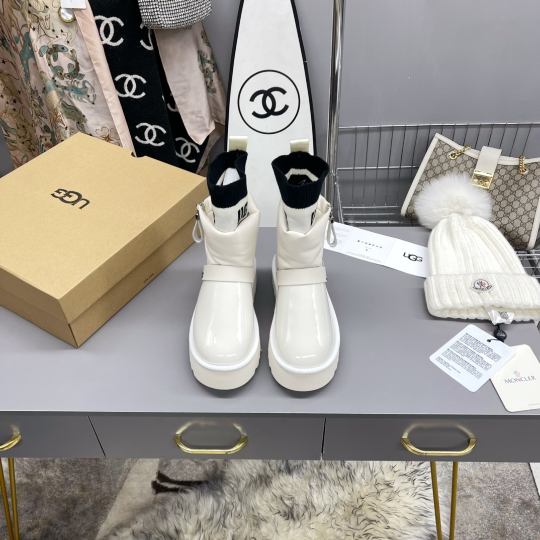 UGG new winter patent leather woolen snow boots
