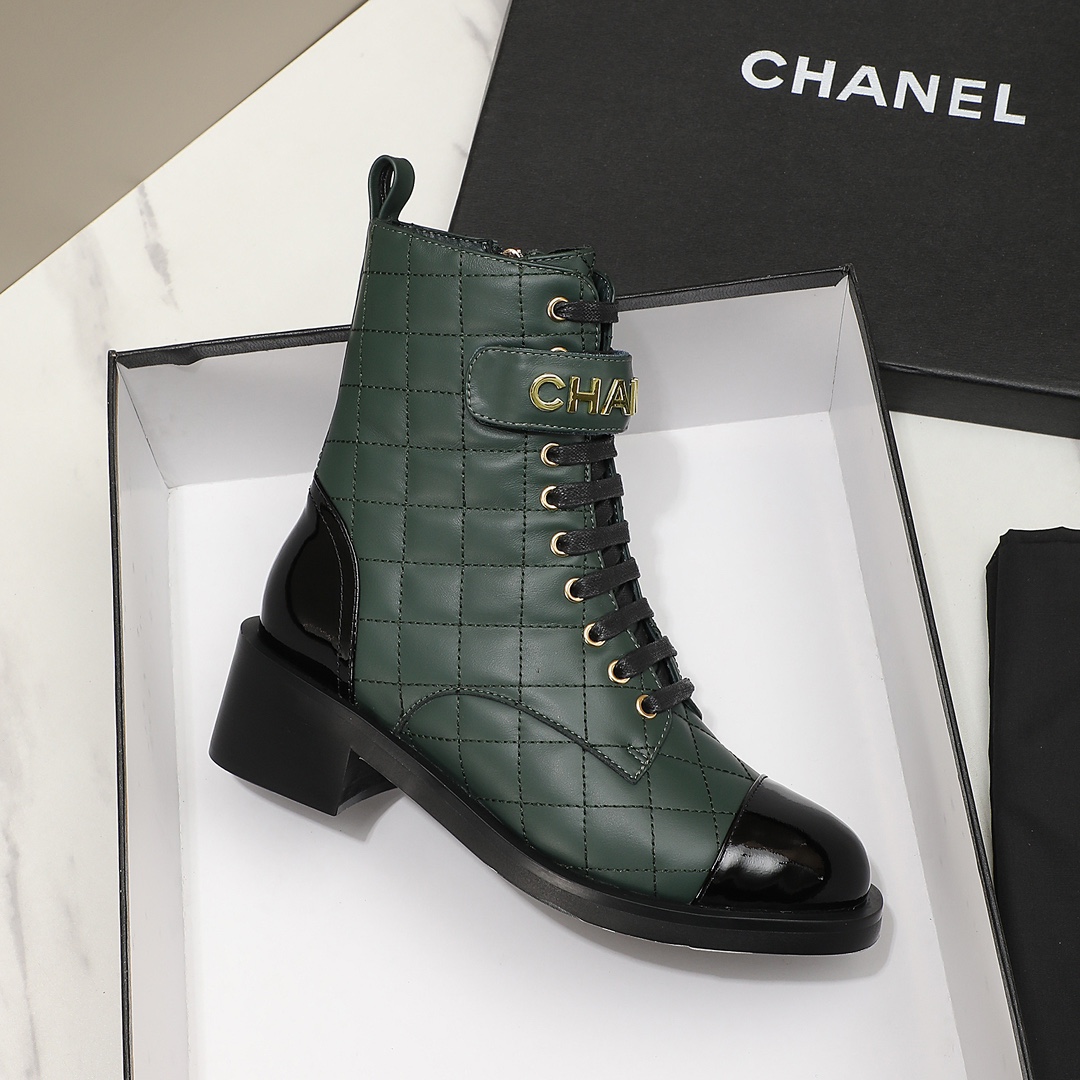 chan&el small fragrance autumn winter cowhide ankle boots Fragrant Grandma leather high quality Martin boots