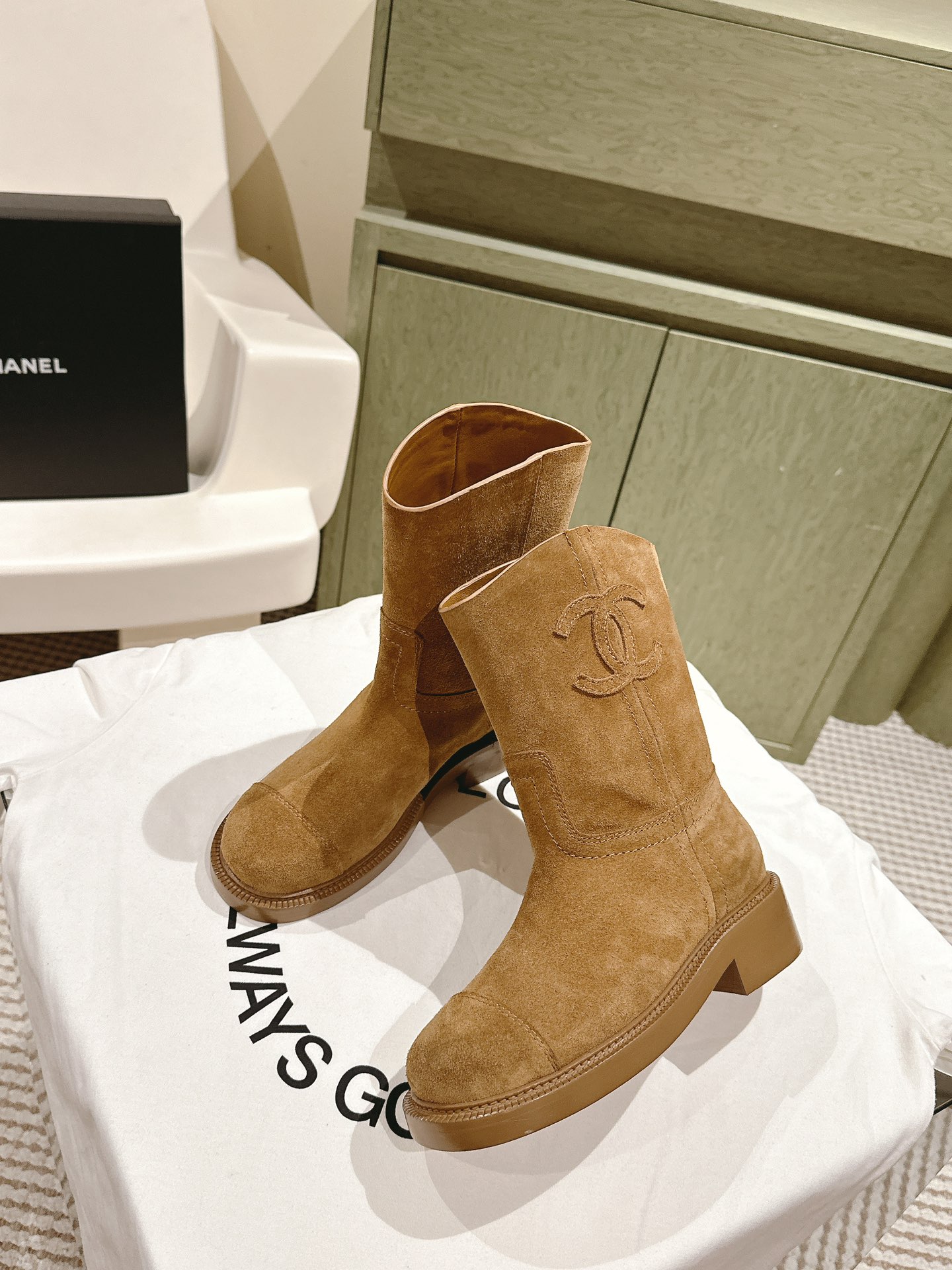 C design  Calfskin Rider Boots for Women