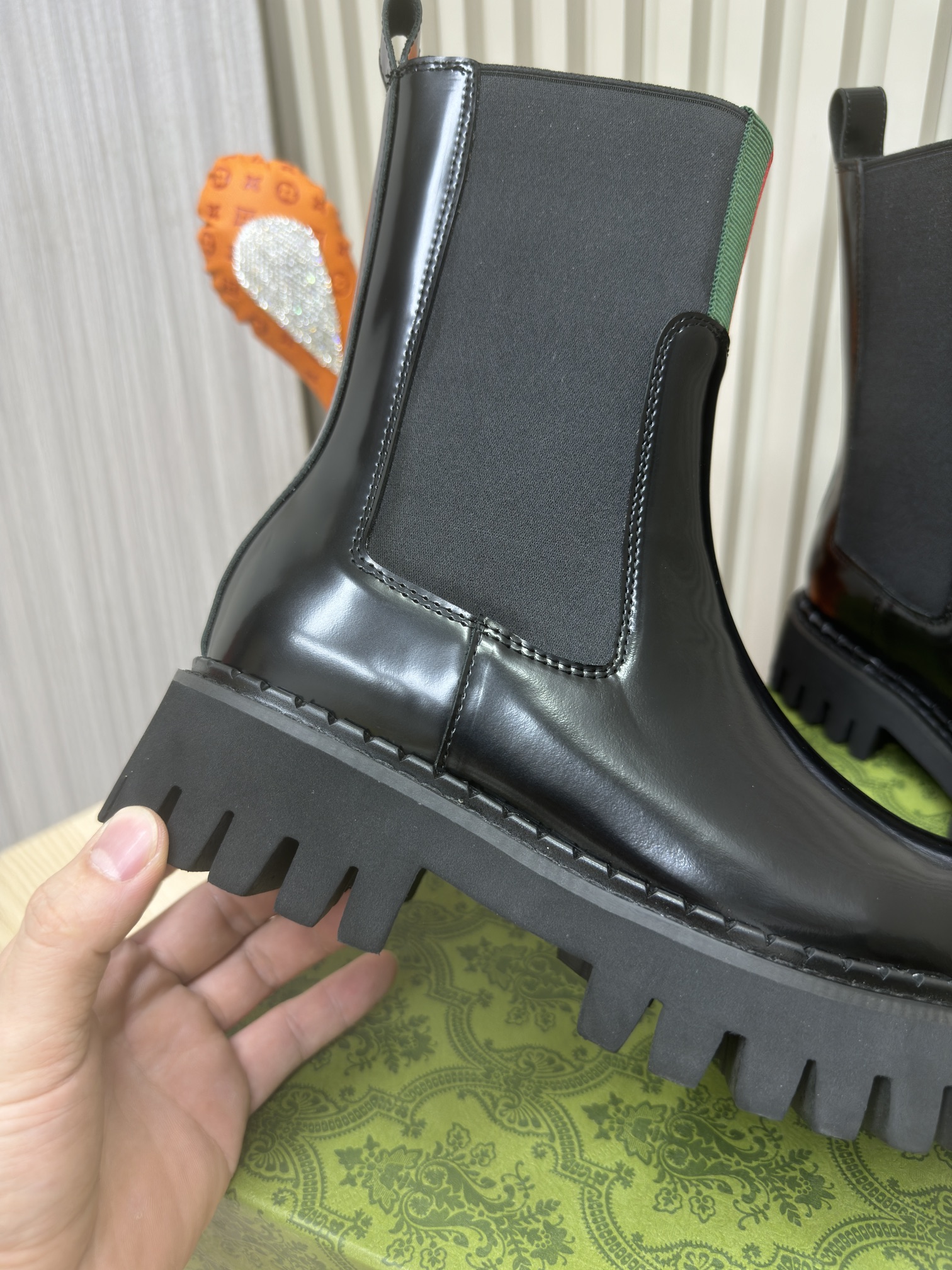 GUCCI&I Women's patent leather lace loafers Women's braided ankle boots