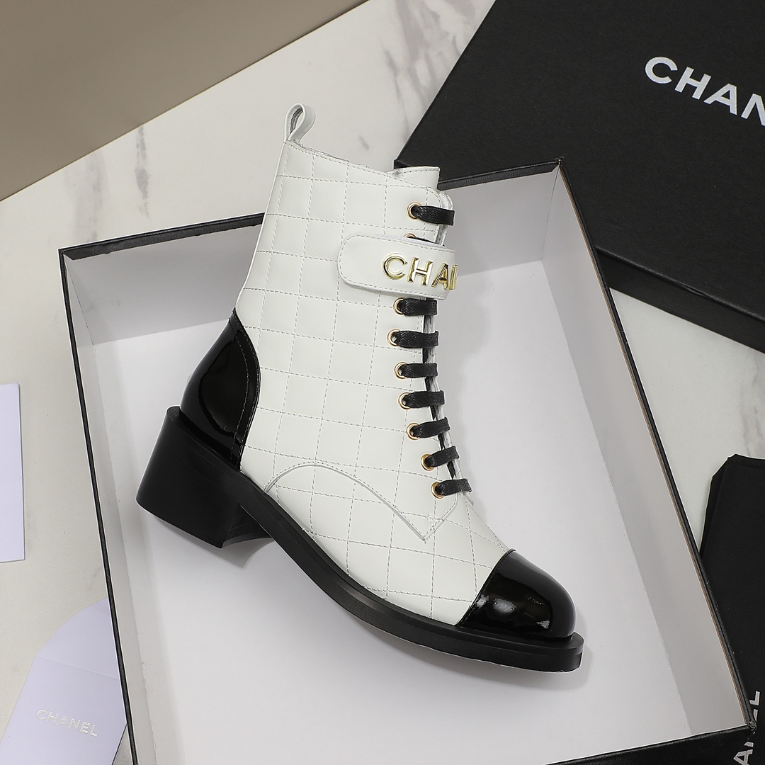chan&el small fragrance autumn winter cowhide ankle boots Fragrant Grandma leather high quality Martin boots