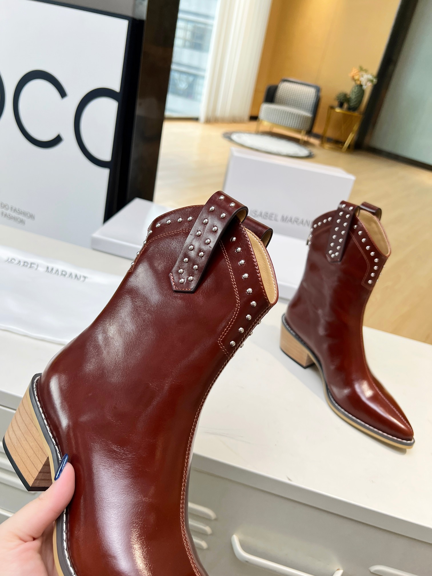 ISABEL MARANT thick heel studded boots