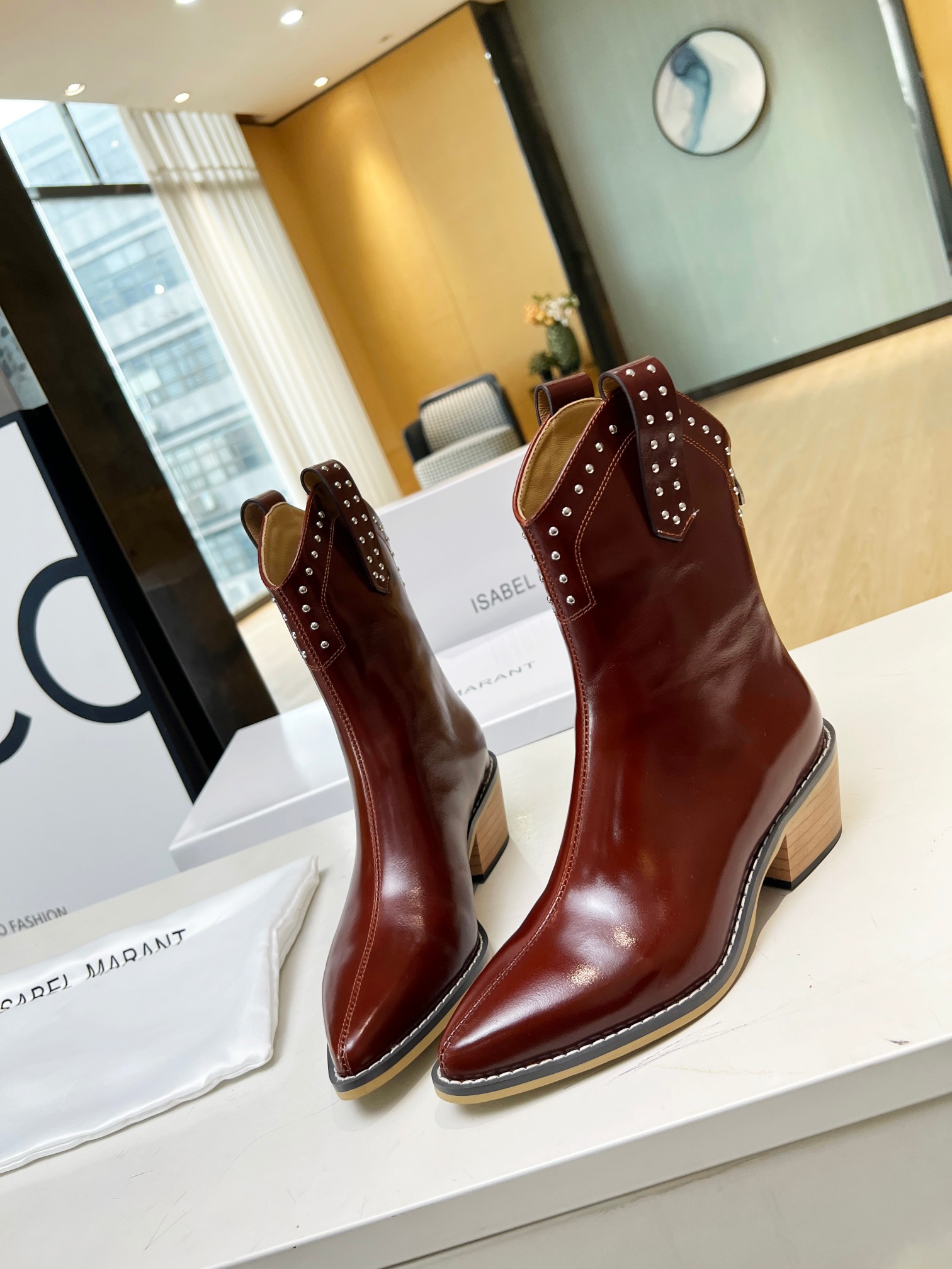 ISABEL MARANT thick heel studded boots