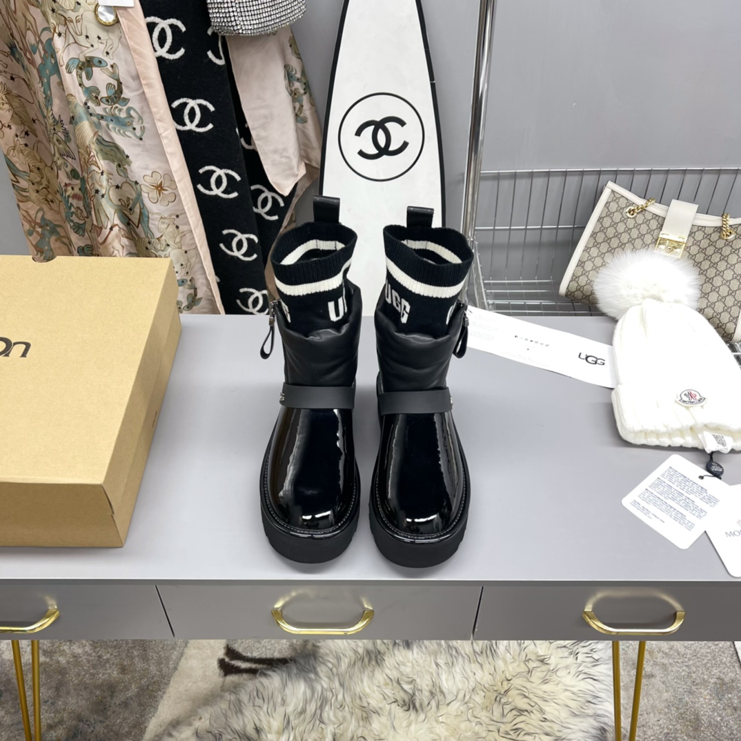UGG new winter patent leather woolen snow boots