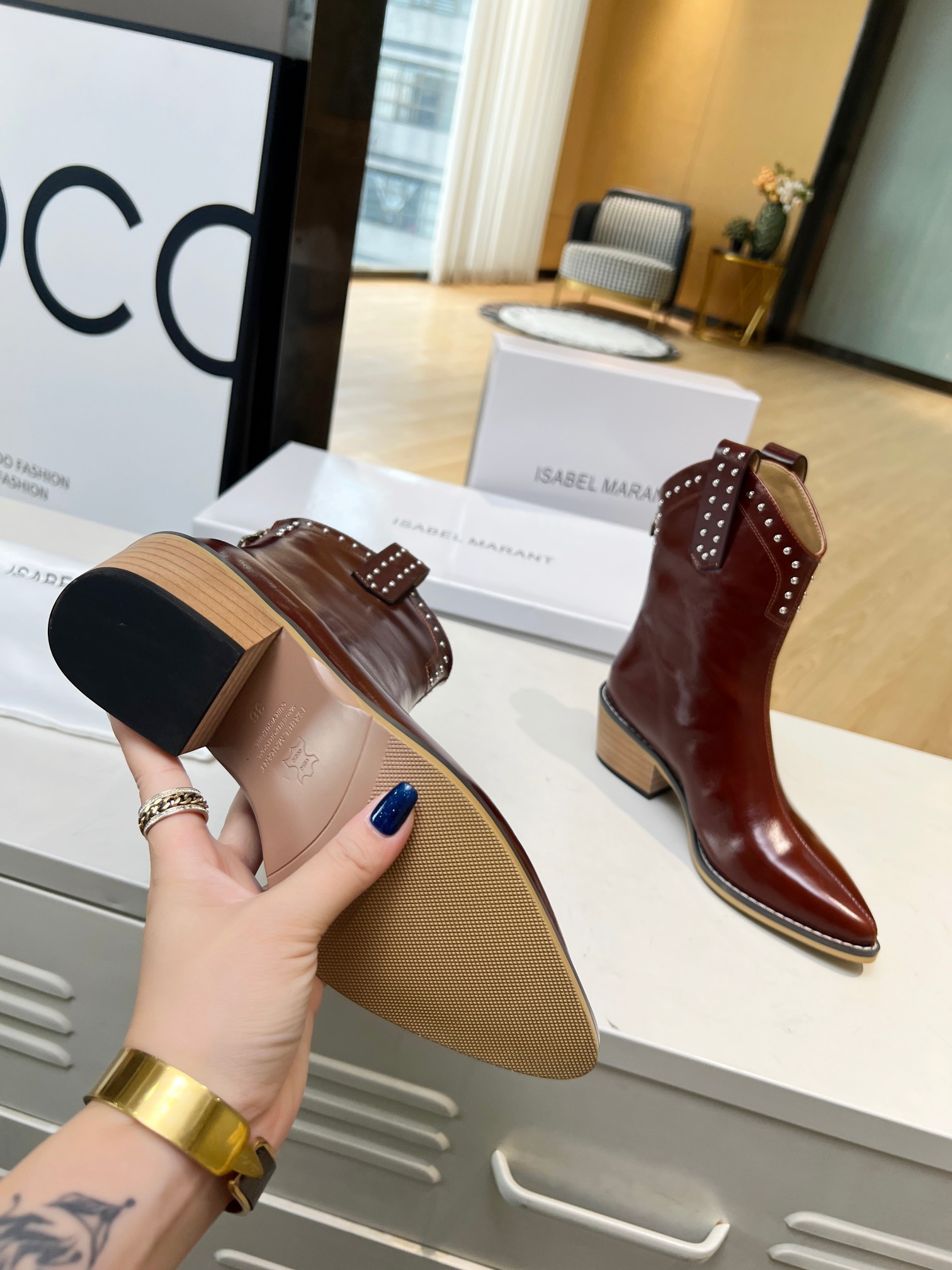 ISABEL MARANT thick heel studded boots