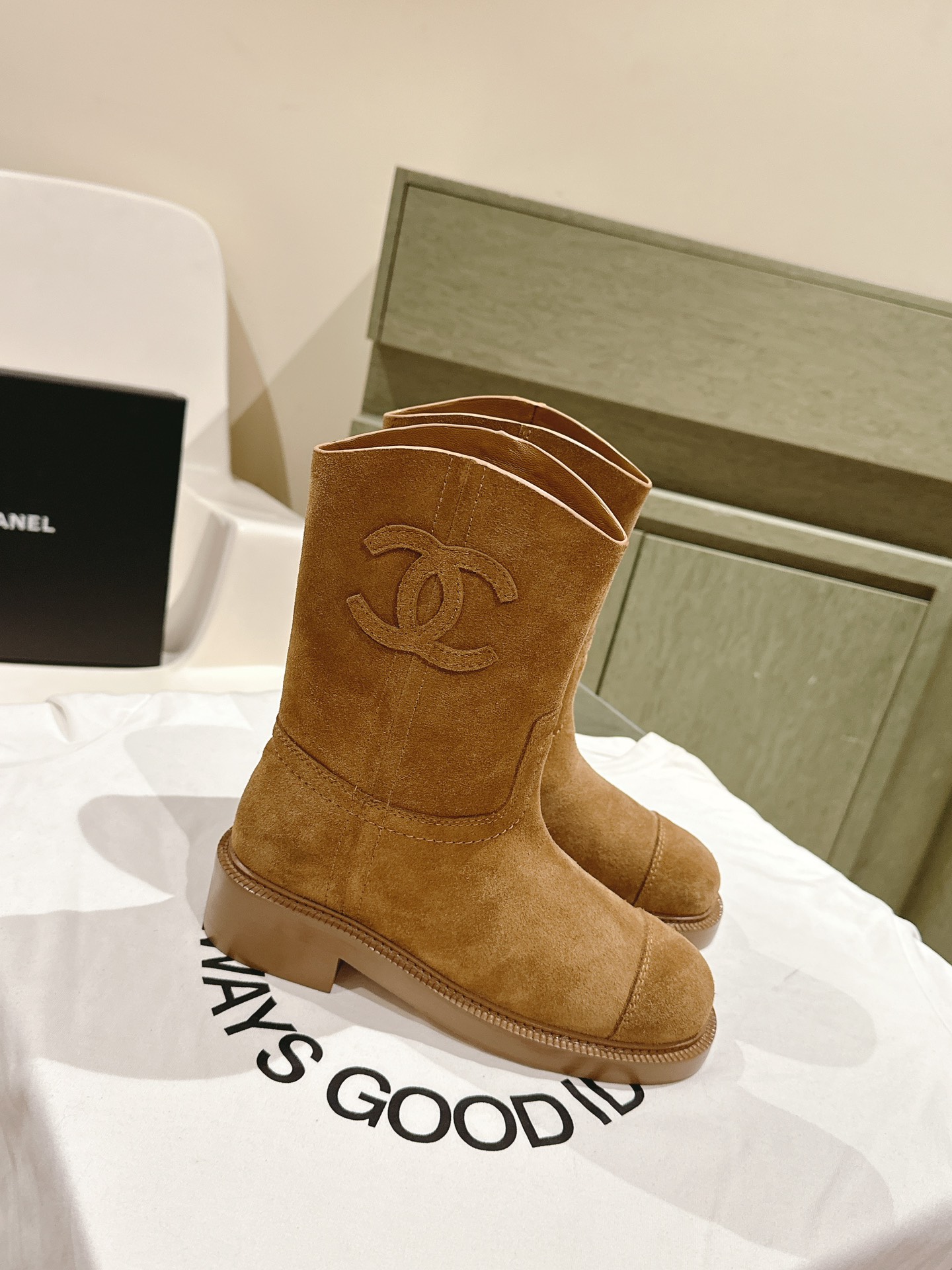 C design  Calfskin Rider Boots for Women