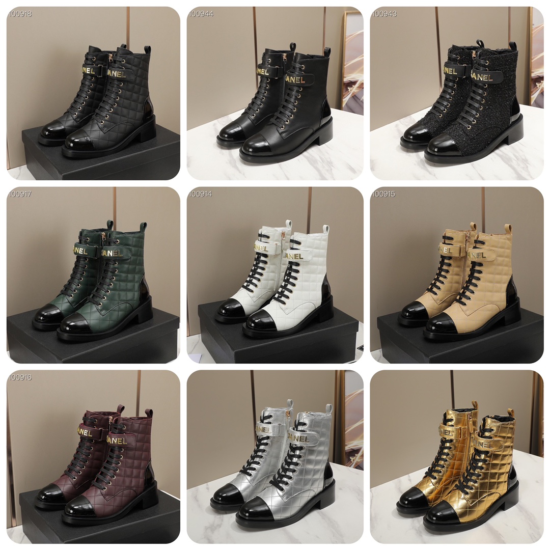 chan&el small fragrance autumn winter cowhide ankle boots Fragrant Grandma leather high quality Martin boots