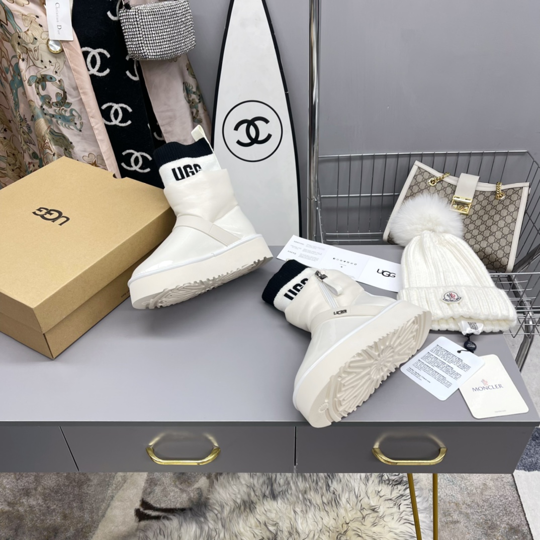 UGG new winter patent leather woolen snow boots
