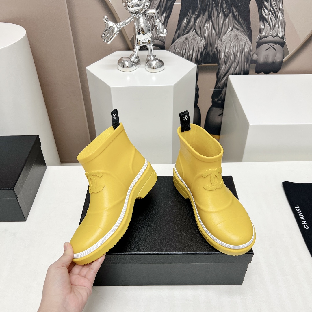 C design  23vs Summer Explosion Rain Boots Series Round Toe Logo Printed Rain Boots