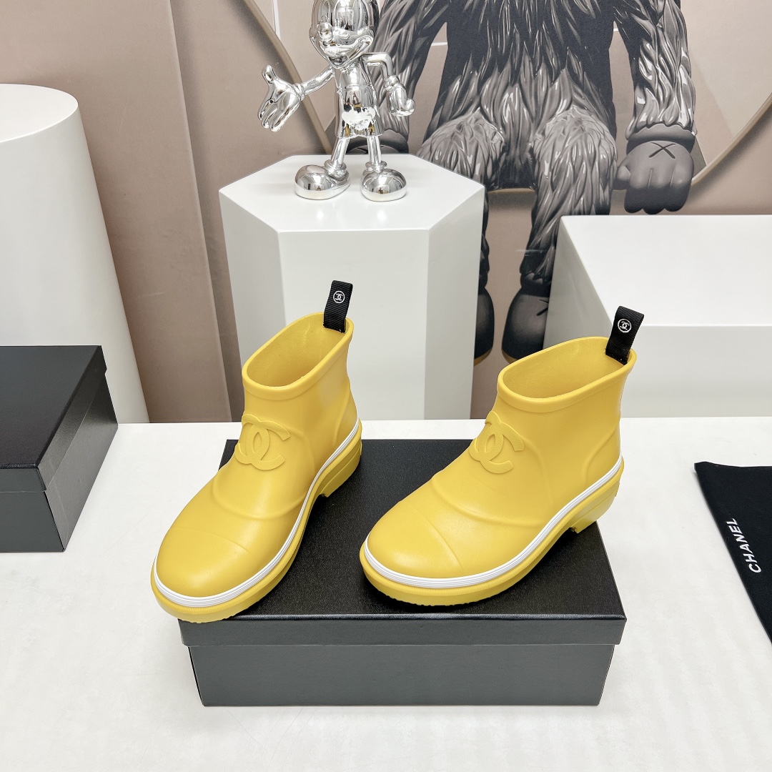 C design  23vs Summer Explosion Rain Boots Series Round Toe Logo Printed Rain Boots