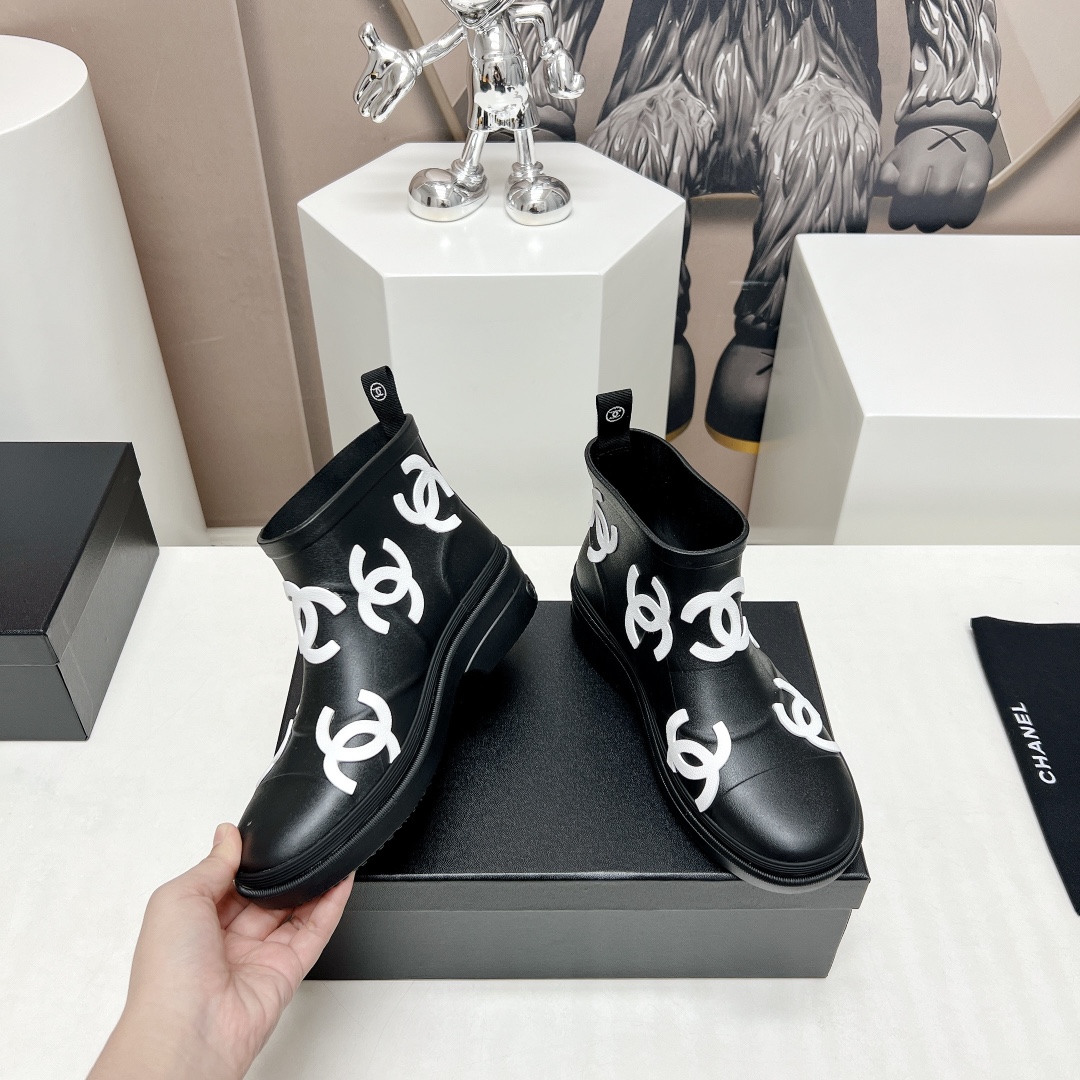 C design  23vs Summer Explosion Rain Boots Series Round Toe Logo Printed Rain Boots