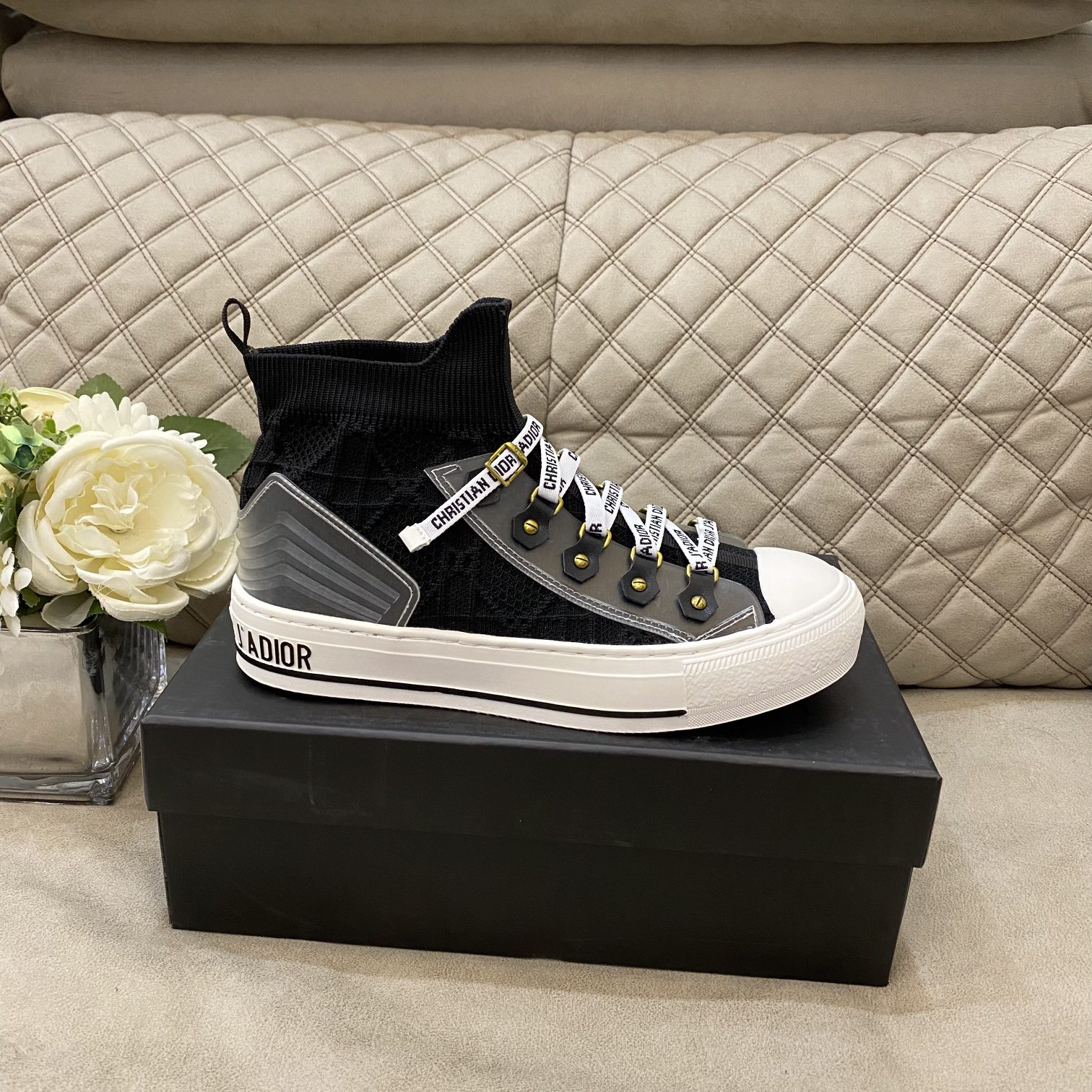 DIOR Women Casual Lace up Scok Boots