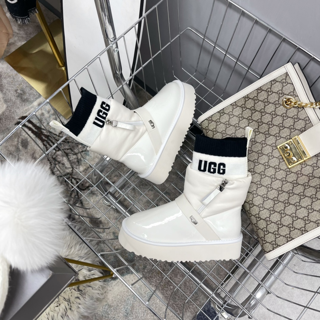 UGG new winter patent leather woolen snow boots