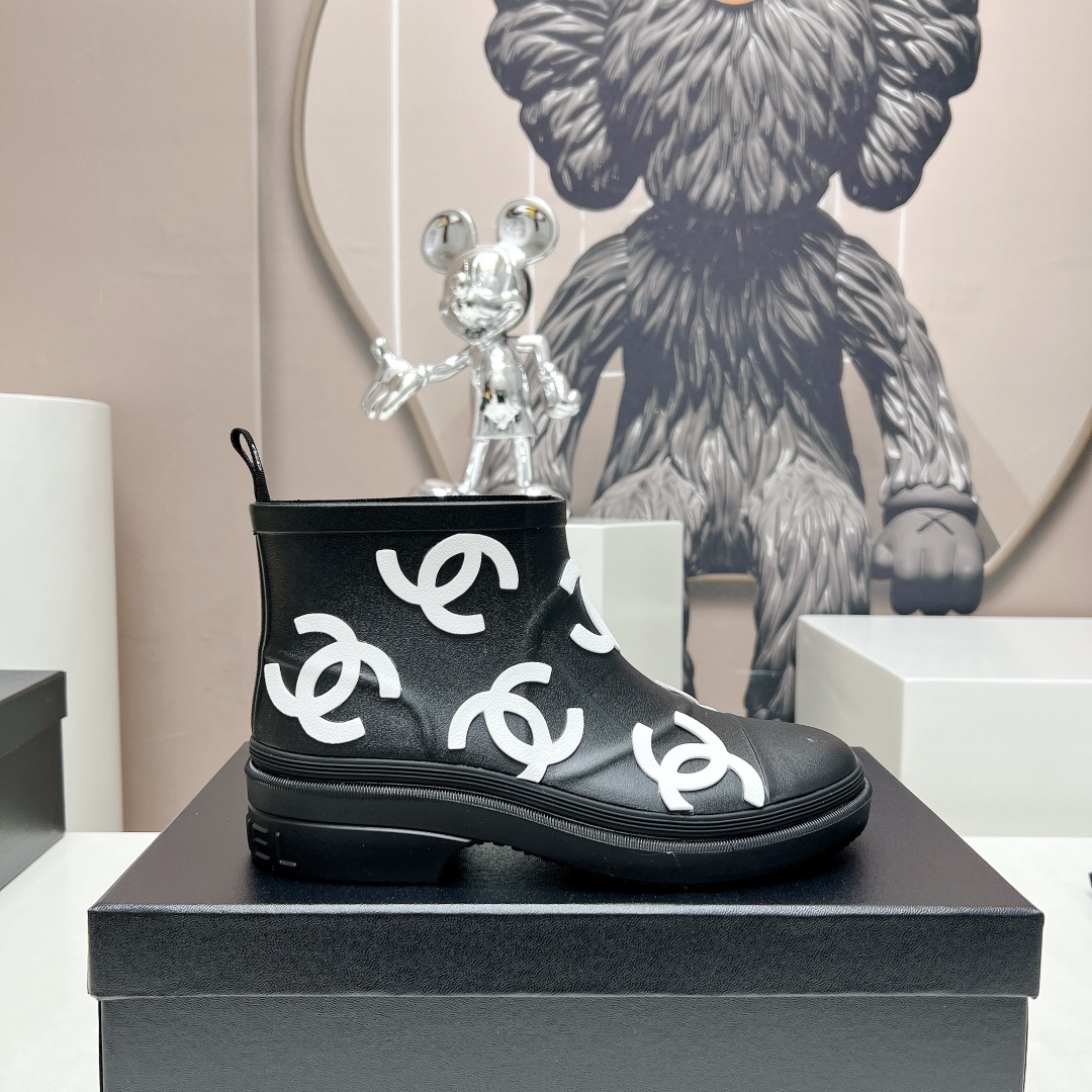 C design  23vs Summer Explosion Rain Boots Series Round Toe Logo Printed Rain Boots