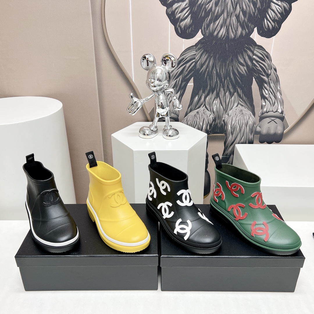 C design  23vs Summer Explosion Rain Boots Series Round Toe Logo Printed Rain Boots
