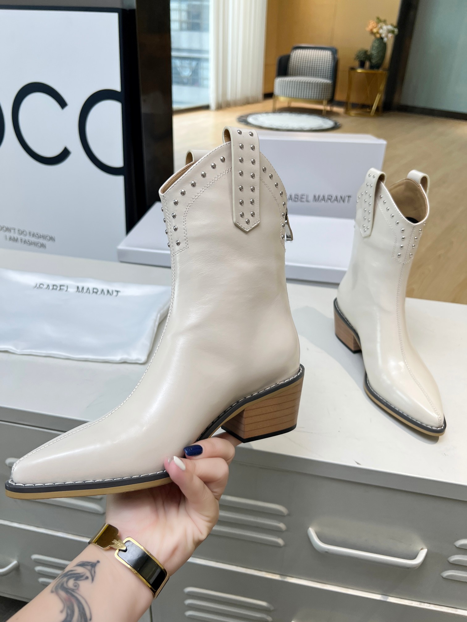 ISABEL MARANT thick heel studded boots