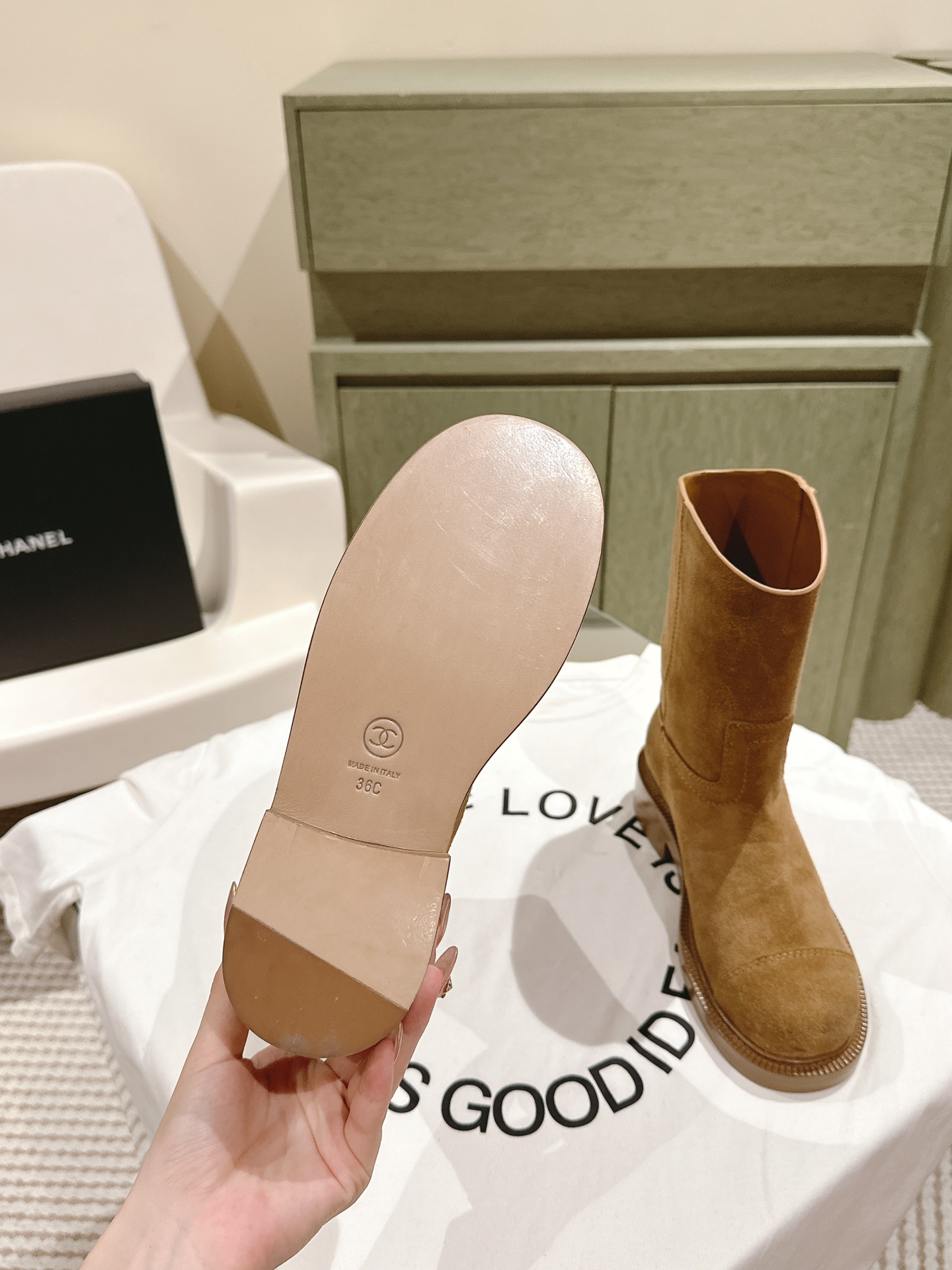 C design  Calfskin Rider Boots for Women