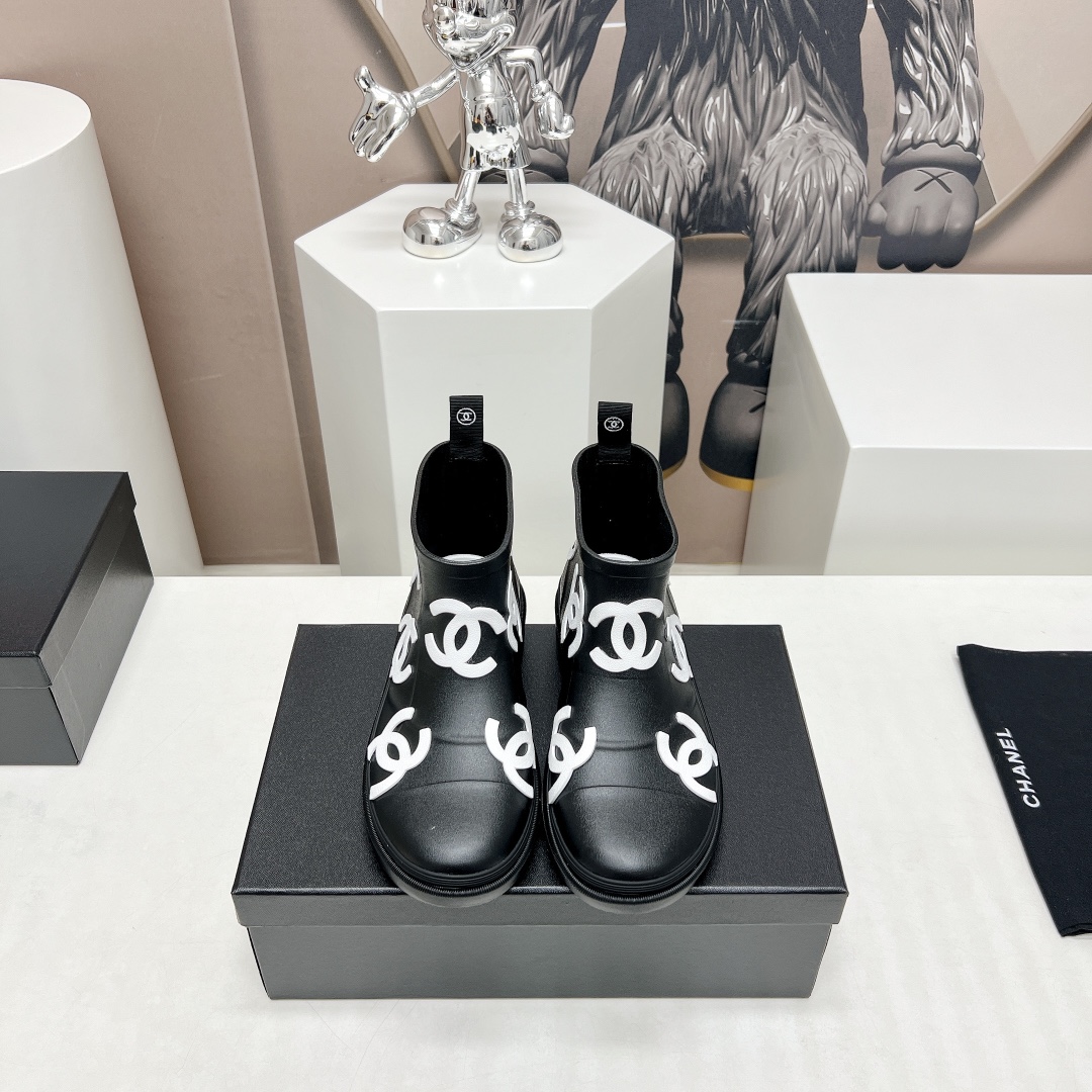 C design  23vs Summer Explosion Rain Boots Series Round Toe Logo Printed Rain Boots