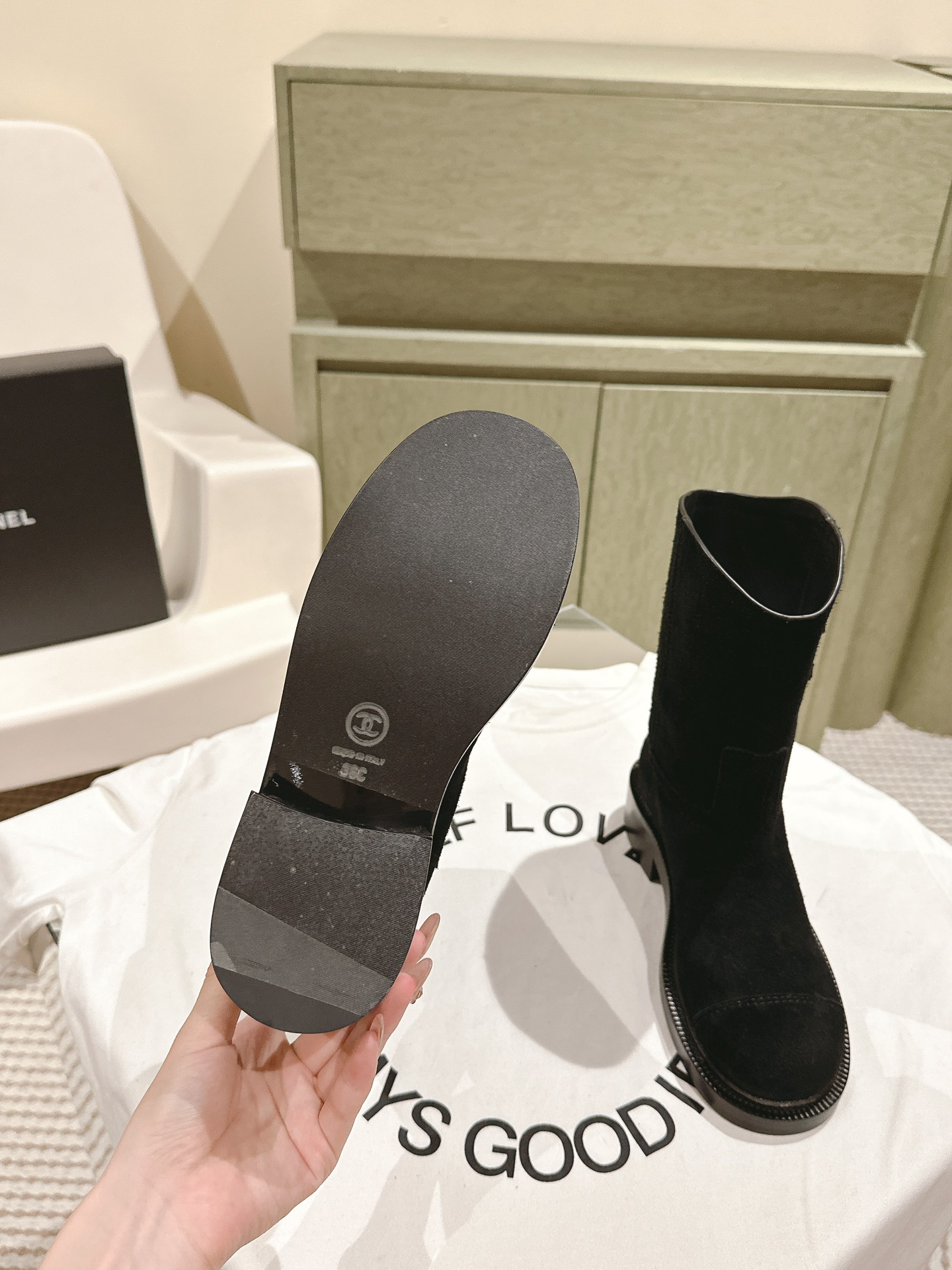 C design  Calfskin Rider Boots for Women