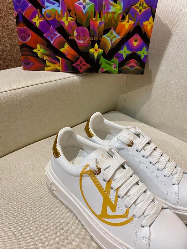 L designWomen Lace Up Leather Flat Sneakers