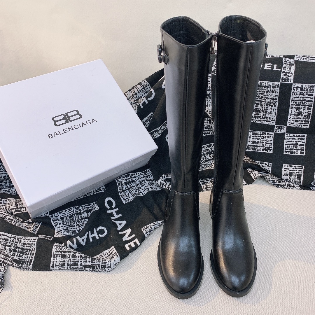 Balenciaga lace-up wool inside knee/ ankle boots