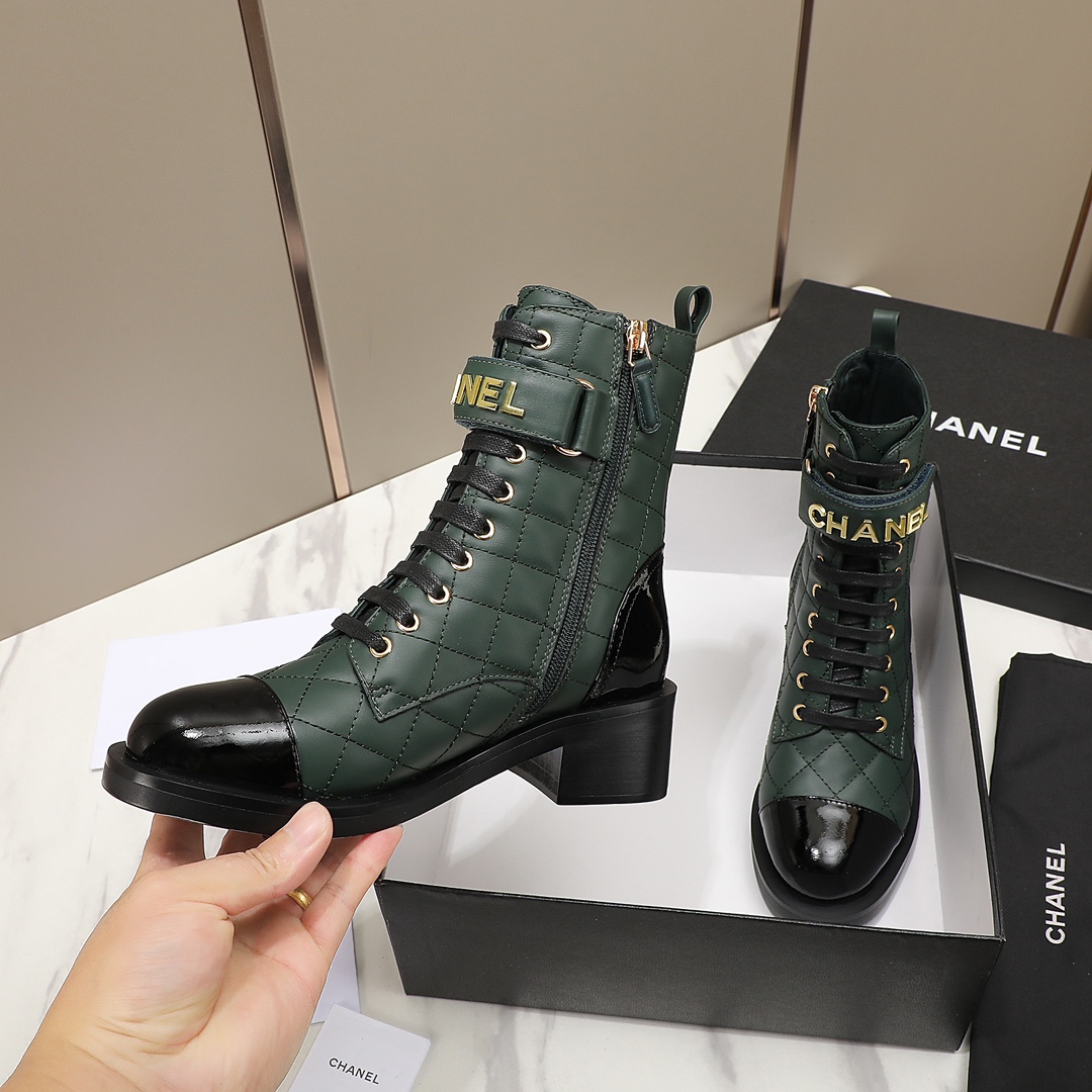 chan&el small fragrance autumn winter cowhide ankle boots Fragrant Grandma leather high quality Martin boots