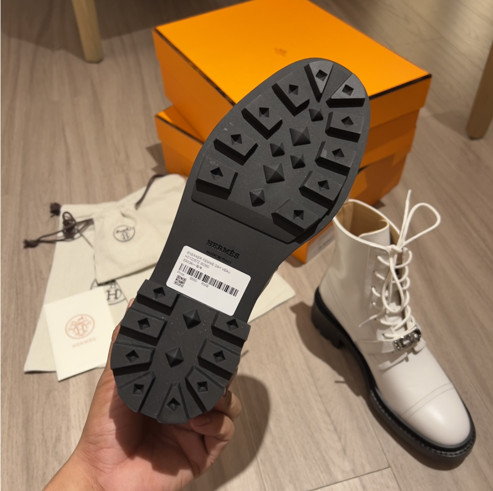 Hermes new lace-up platform mid-calf ankle boots
