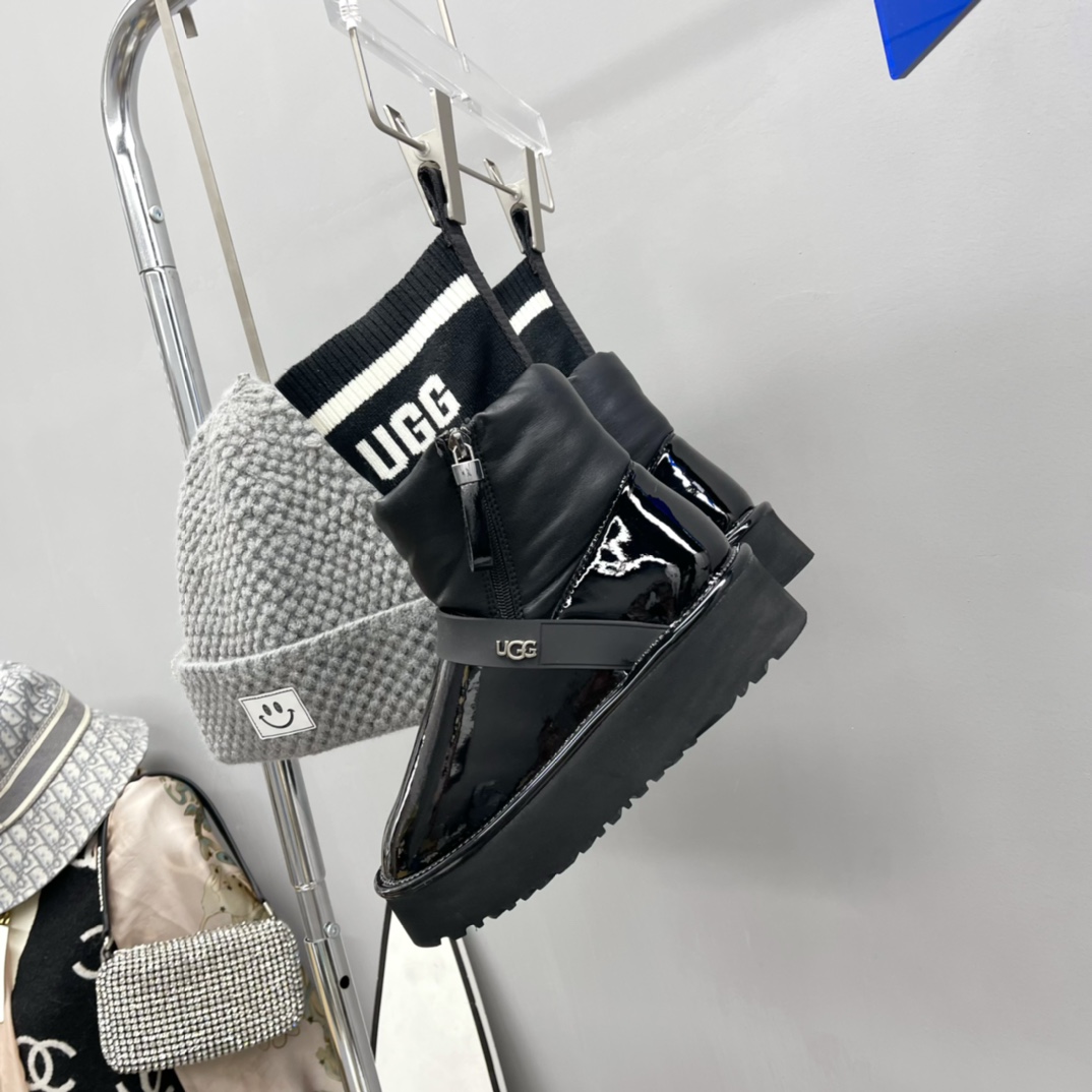 UGG new winter patent leather woolen snow boots