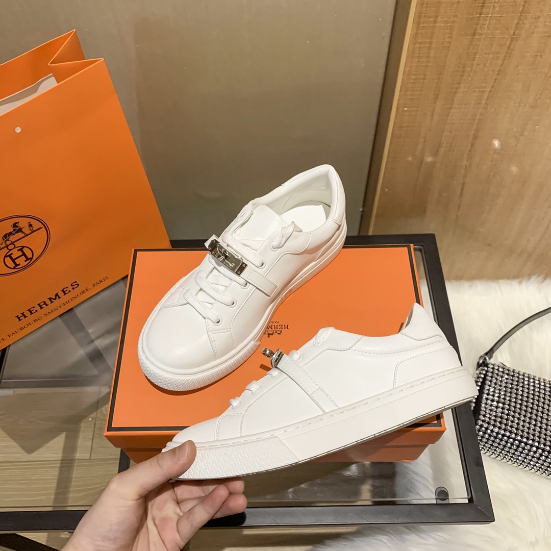 Hermes Women Luxury Lace up Sneakers