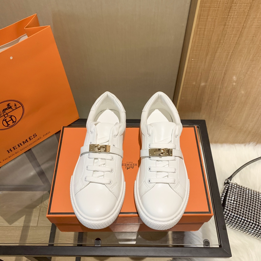 Hermes Women Luxury Lace up Sneakers