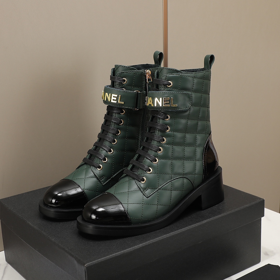 chan&el small fragrance autumn winter cowhide ankle boots Fragrant Grandma leather high quality Martin boots