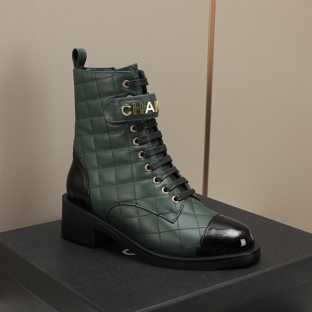 chan&el small fragrance autumn winter cowhide ankle boots Fragrant Grandma leather high quality Martin boots