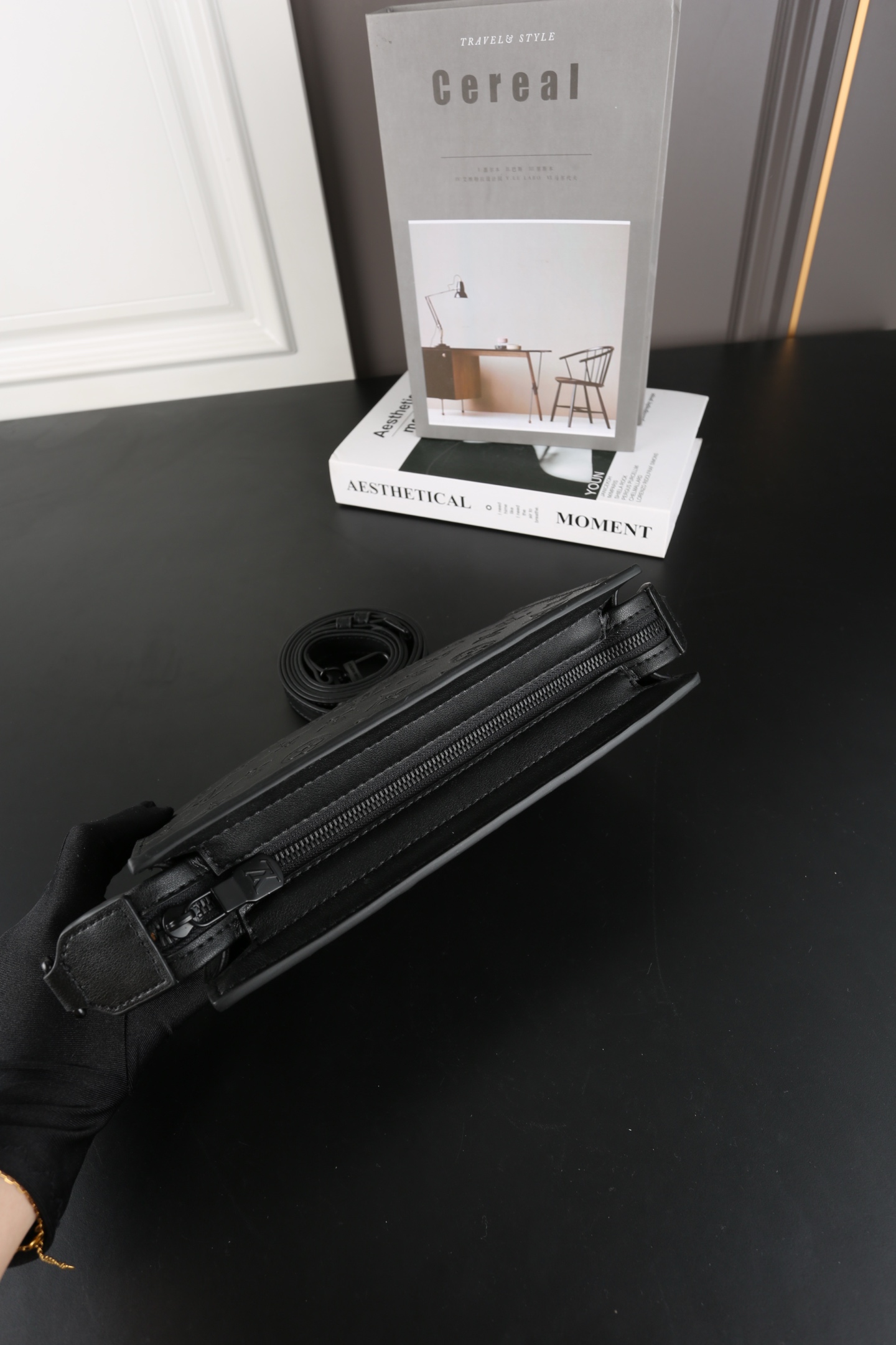 L Design New Gaston Embossed Clutch