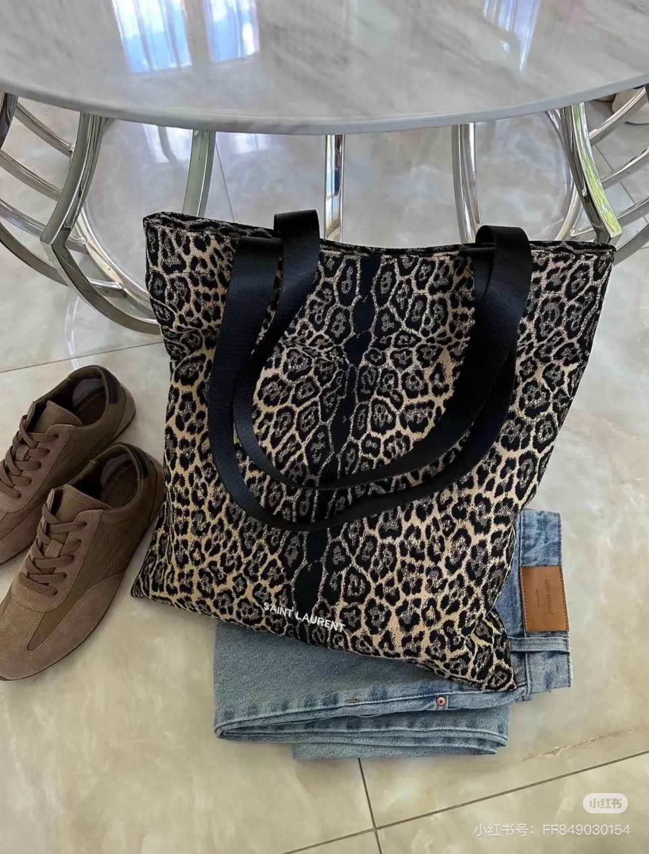 Y leopard print tote bag