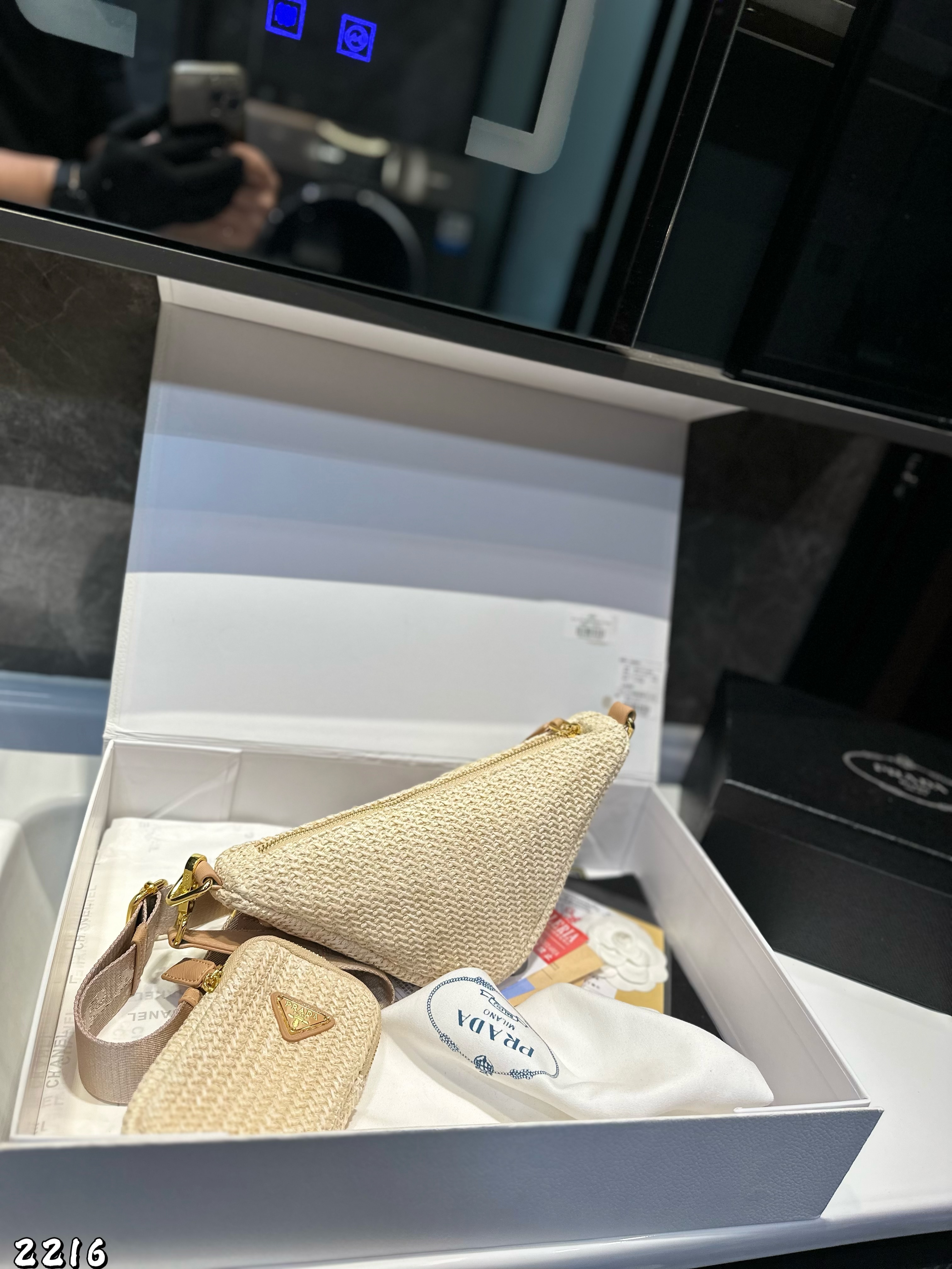 P design new woven triangle bag