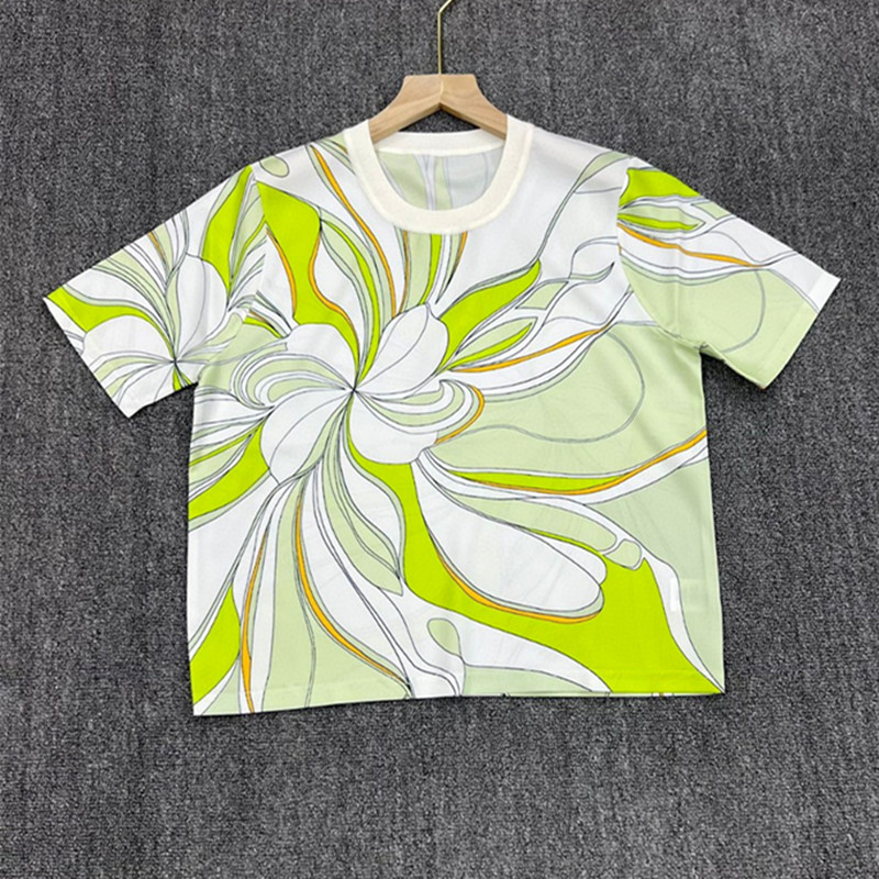 T fashion high-end women's printed round neck short sleeved T-shirt