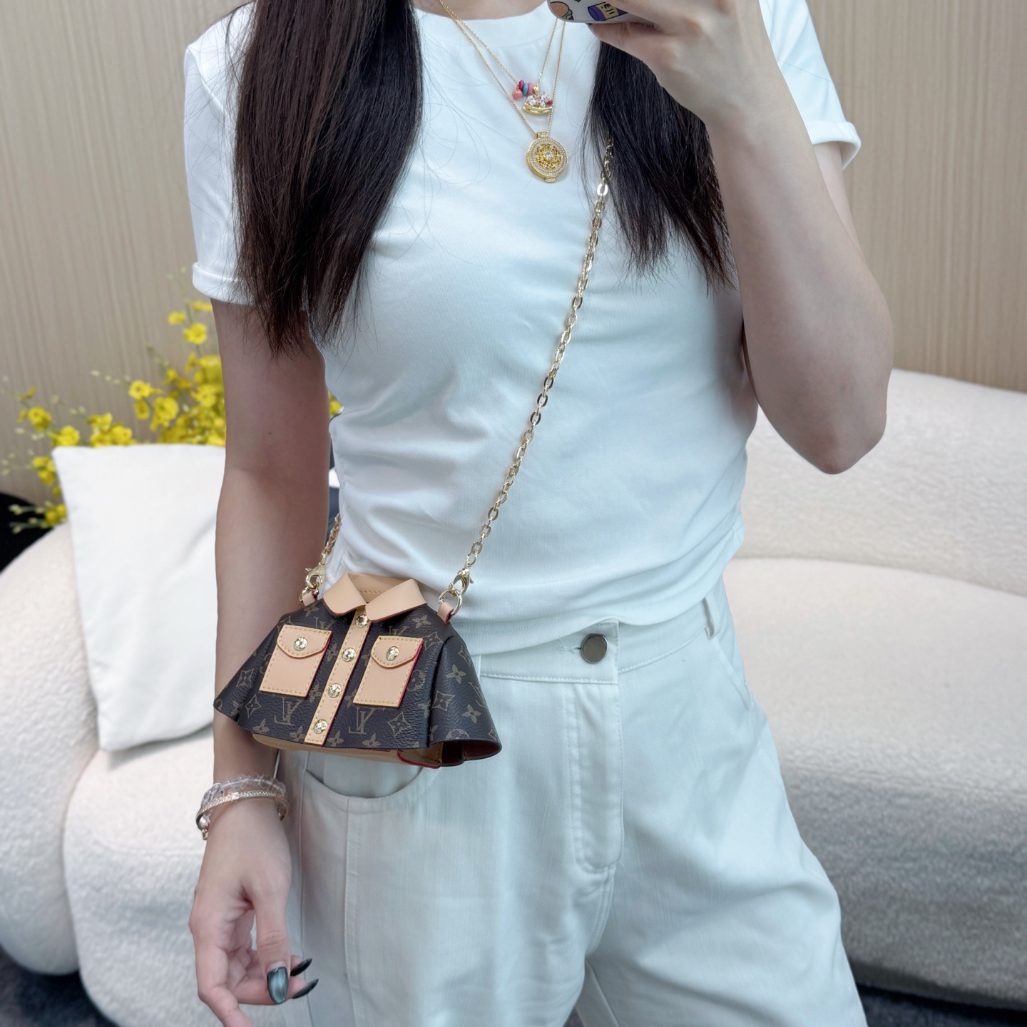 L design mini clothing messenger bag/headphone bag/lipstick bag