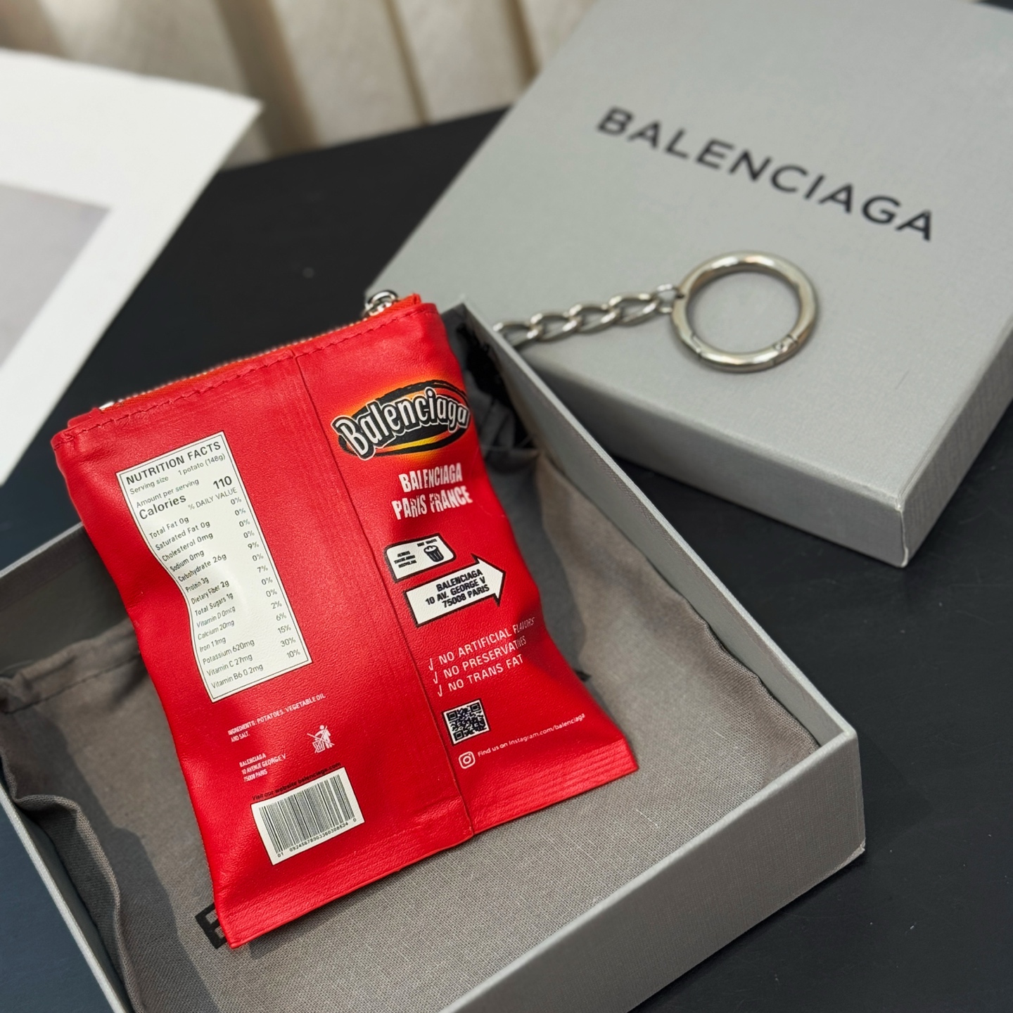 B design potato chip bag clutch accessories key ring pendant