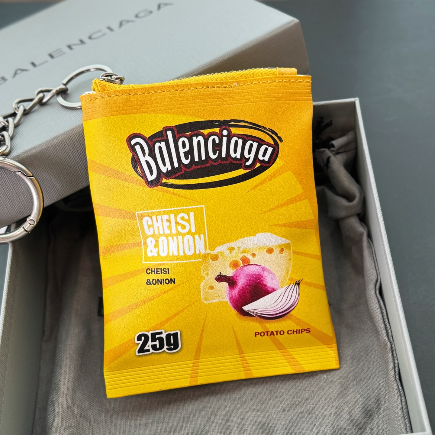 B design potato chip bag clutch accessories key ring pendant