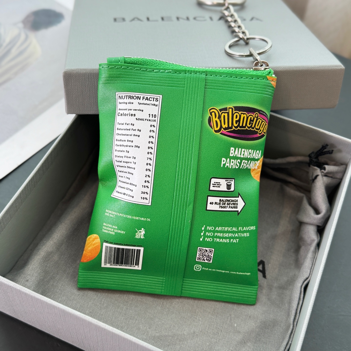 B design potato chip bag clutch accessories key ring pendant