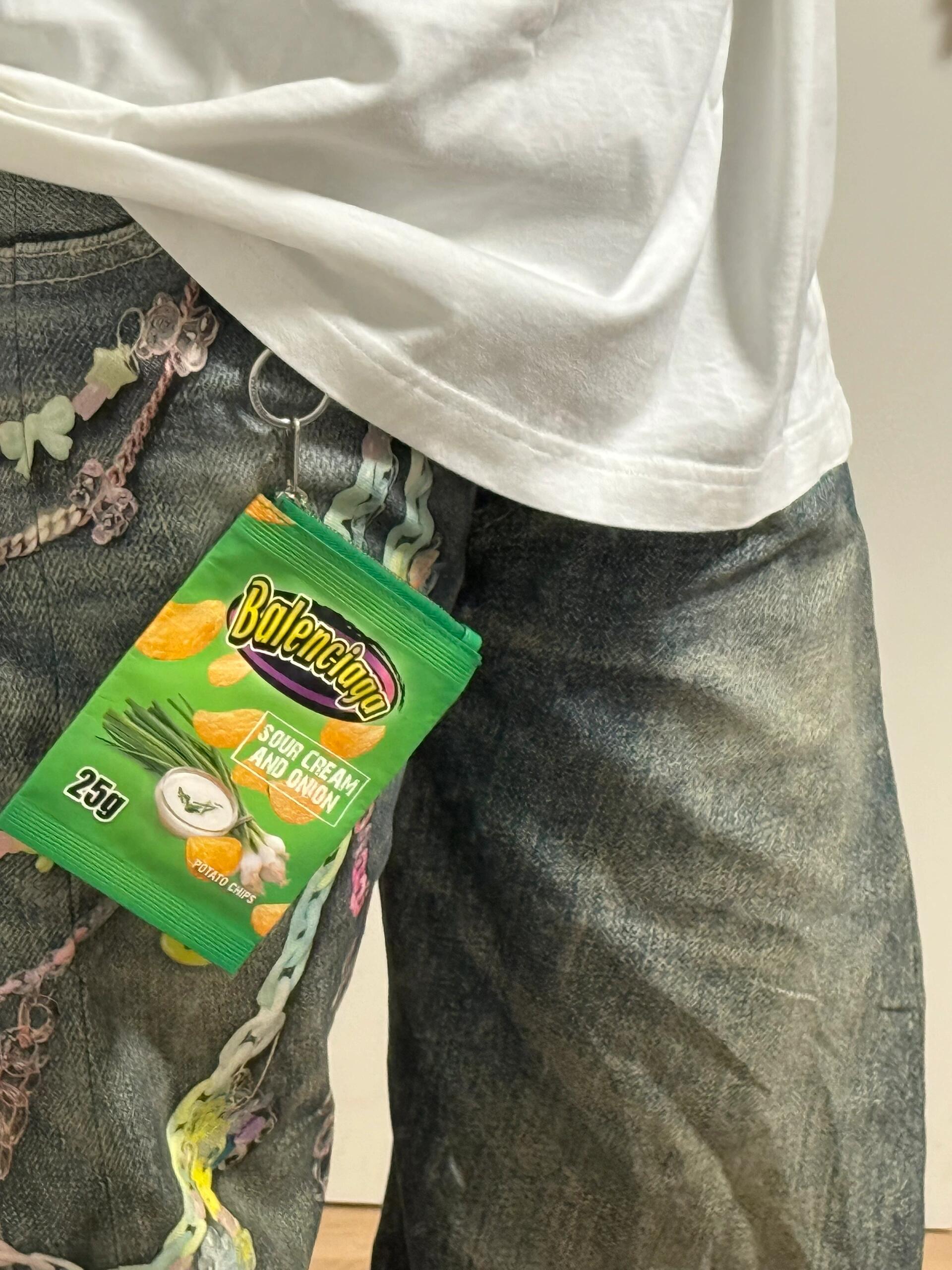 B design potato chip bag clutch accessories key ring pendant