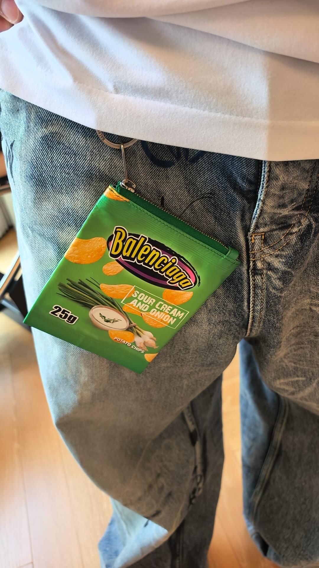 B design potato chip bag clutch accessories key ring pendant