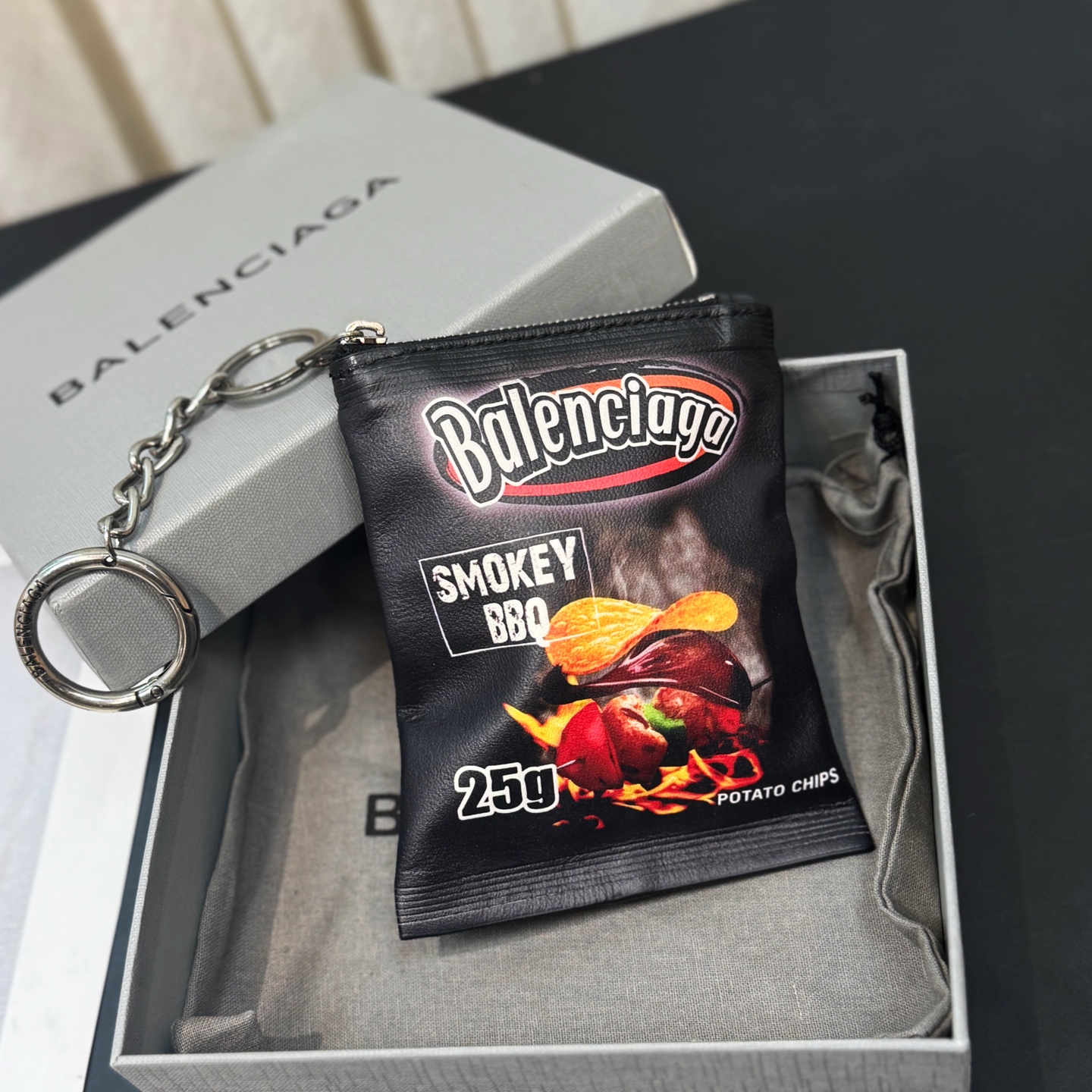B design potato chip bag clutch accessories key ring pendant