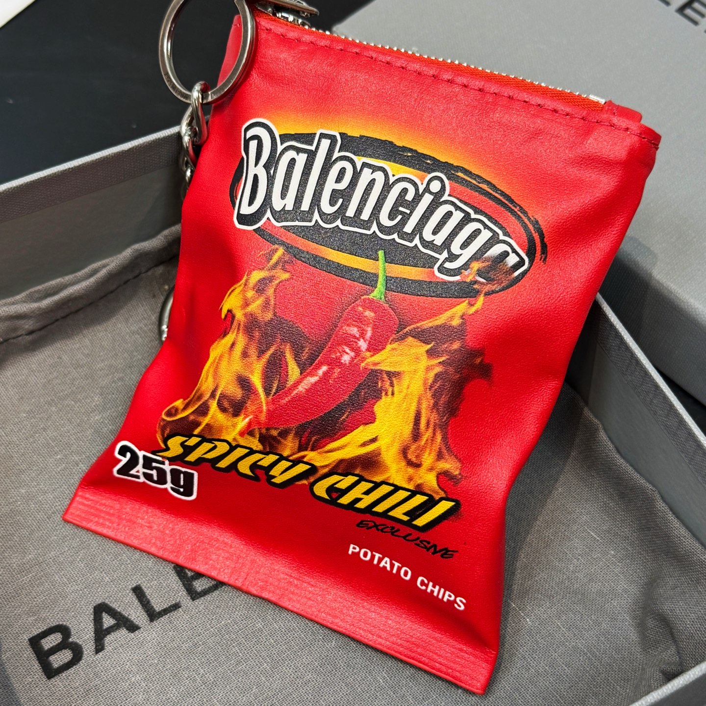 B design potato chip bag clutch accessories key ring pendant